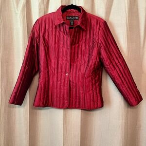 Silkland Red Jacket Women's Size Petite L Vintage 90s
